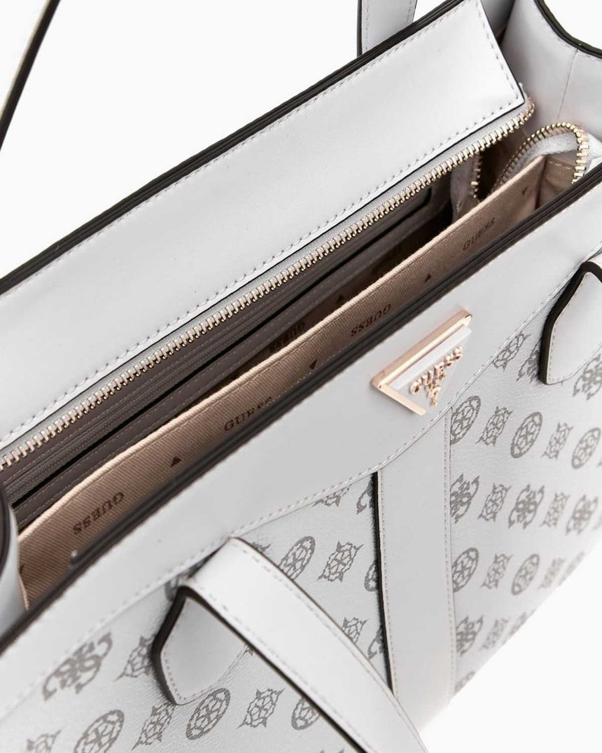 Guess Silvana Logo Desenli Tote El Çantası White Logo