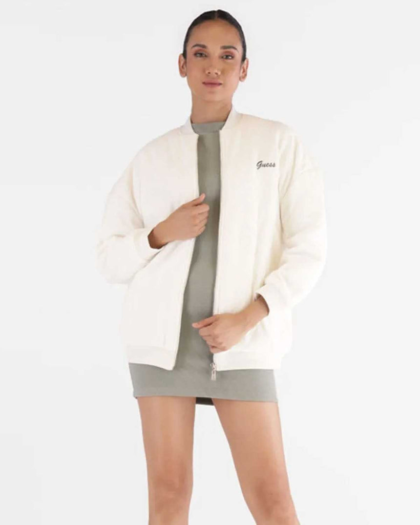Guess Paulina Kadifemsi Kadın Aktif Ceket Spirit White