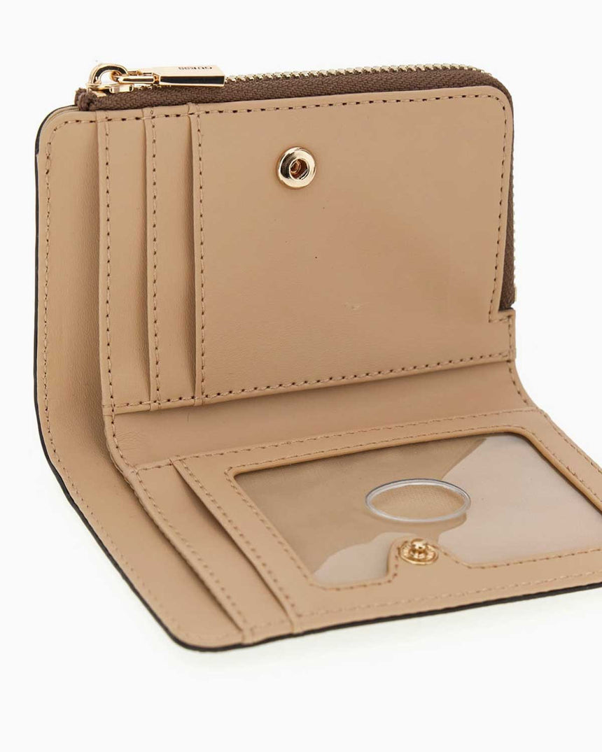 Guess Access Laurel II Fermuarlı Kartlıklı Kadın Cüzdan Latte Logo