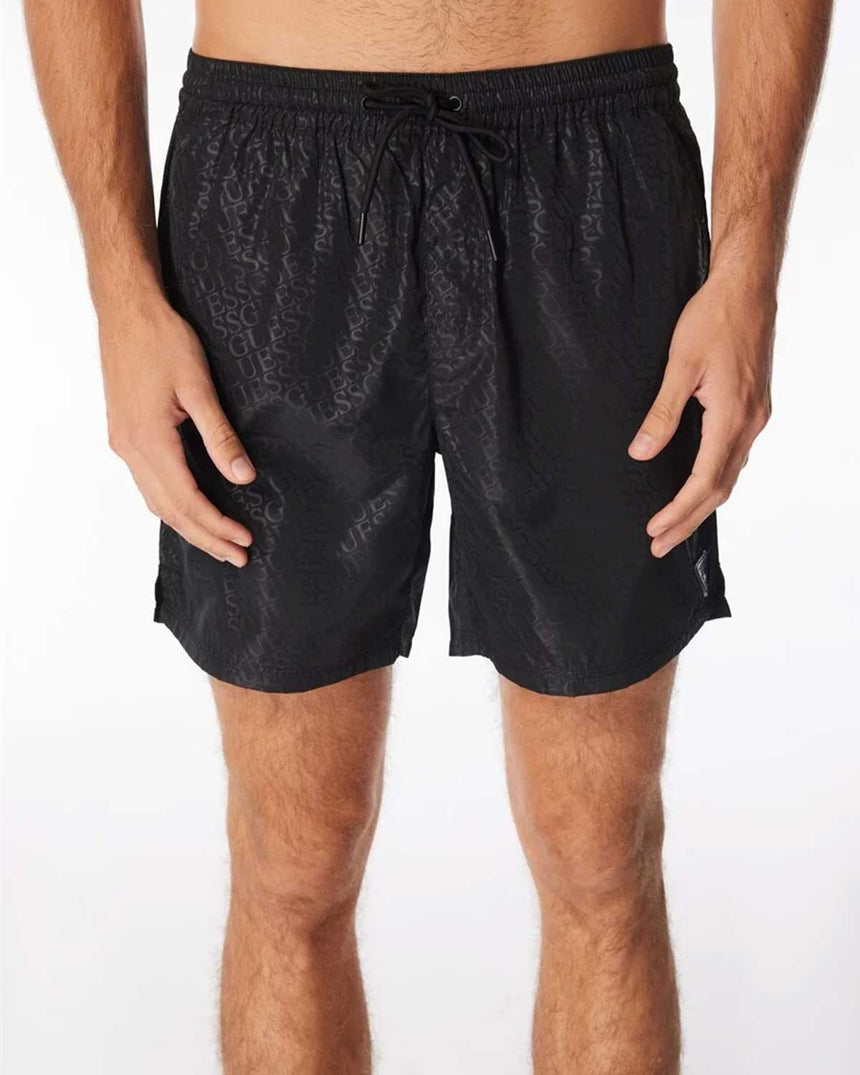 Guess Swimtrunk Bottoms Deniz Şortu Black Embossed Logo