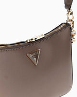 Guess Daryna Top Zip Logolu Omuz Çantası Dark Taupe