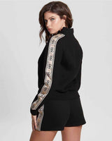 Guess Britney Logo Şeritli Fermuarlı Sweatshirt