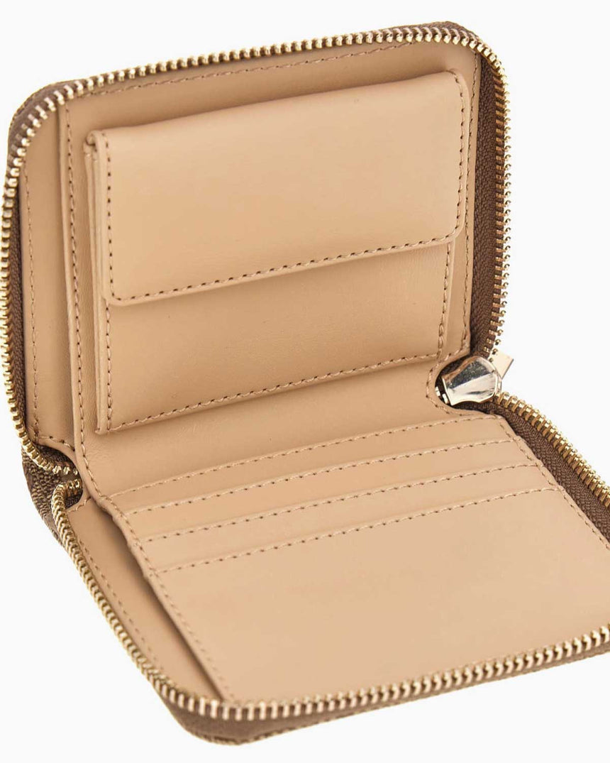 Guess Access Laurel II Küçük Boy Fermuarlı Kadın Cüzdan Latte Logo