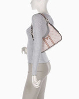 Guess Noreen Top Zip Monogram Omuz Çantası Dusty Rose Logo