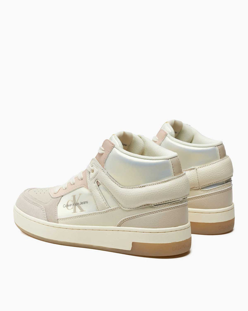 Calvin Klein Basket Cupsole High Mix Kadın Sneaker Creamy White/Eggshell/Whisper Pink