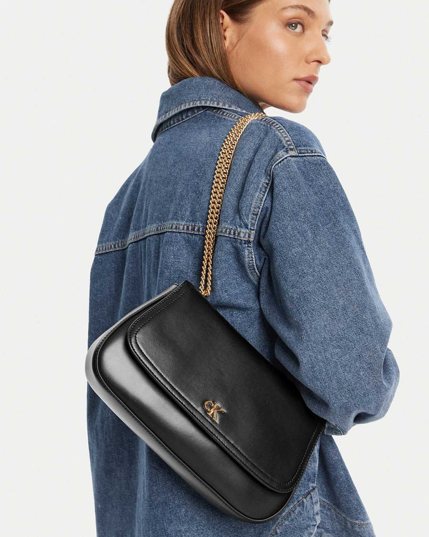 Calvin Klein Kadın Çıkarılabilr Çapraz Askılı Çanta BLACK / ANTIQUE LIGHT GOLD