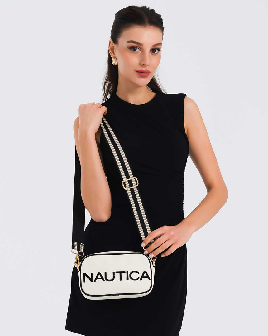Nautica Logolu Omuz Çantası Bej - Siyah
