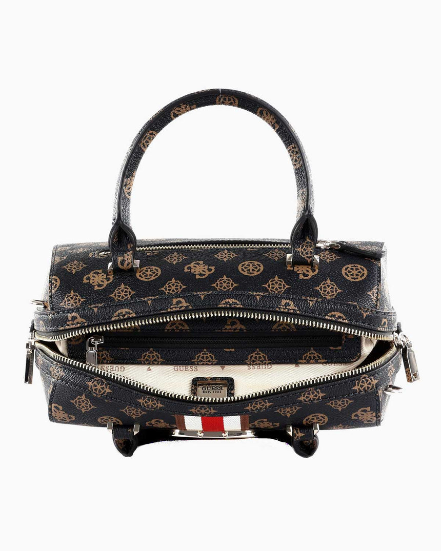 Guess Nelka Box Satchel Speedy El Çantası Mocha Logo