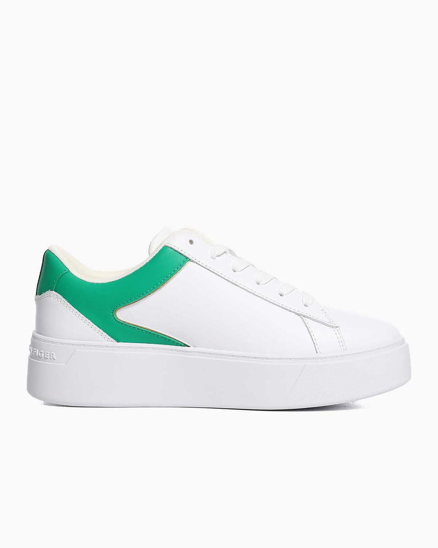 Tommy Hilfiger Platform Court Sneaker White/Olympic Green