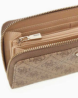 Guess Access Laurel II Büyük Boy Fermuarlı Kadın Cüzdan Latte Logo