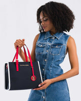 Us Polo Assn Logo Detaylı Aksesuarlı El Çantası Lacivert - Kırmızı