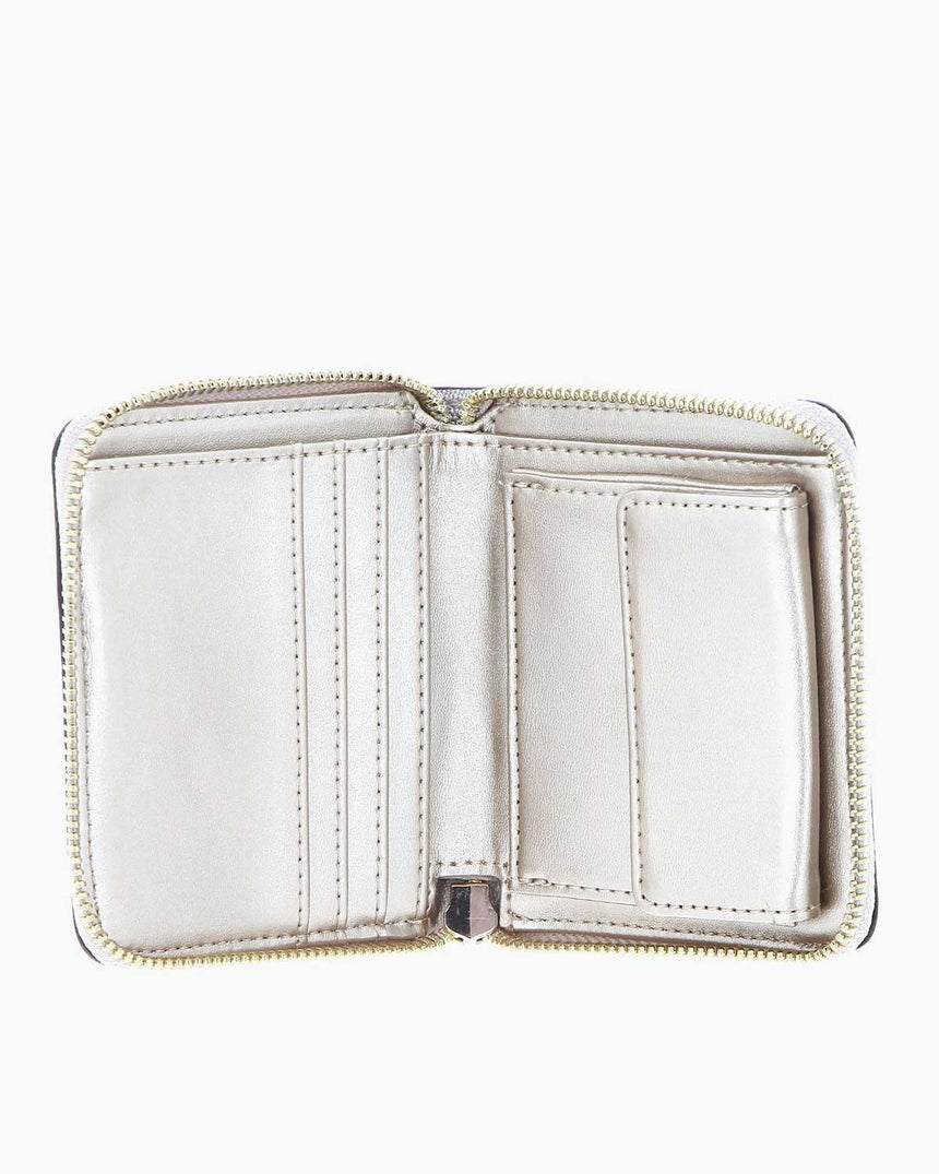 Guess Laurel Small Zip Around Monogram Baskılı Cüzdan Dove Logo