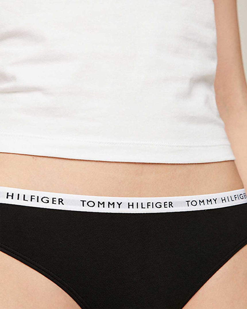 Tommy Hilfiger Thong Print 3'lü Kadın Tanga Black/Black/Black
