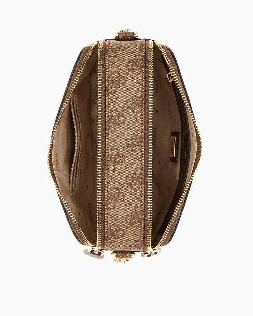 Guess Noelle Crossbody Zincir Detaylı Çapraz Askılı Çanta Latte Logo / Brown