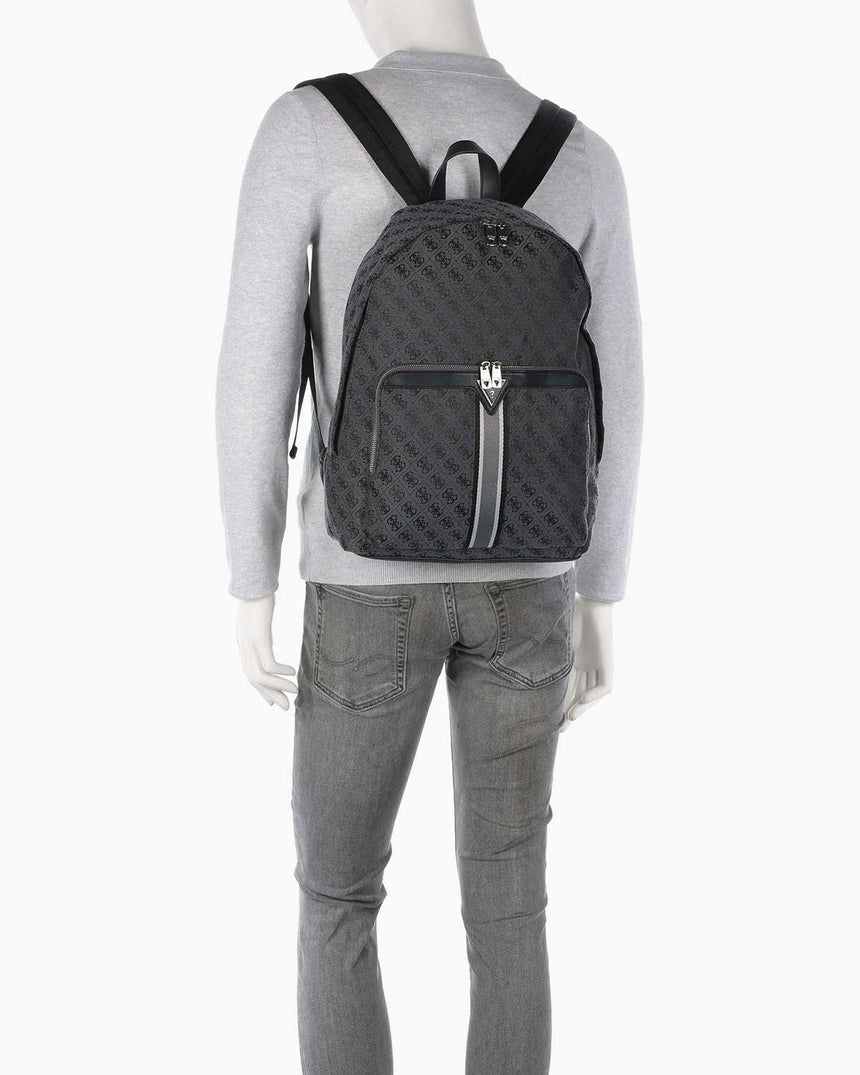 Guess Milano Compact Monogram Logolu Sırt Çantası Coal Black