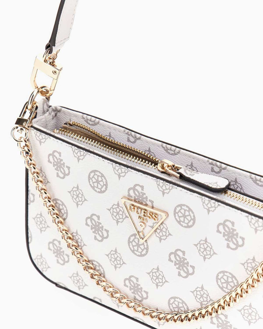 Guess Noelle Zincir Aksesuarlı Omuz Çantası White Logo