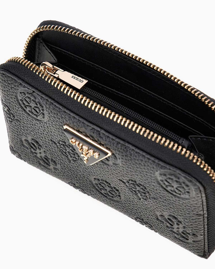 Guess Cresidia II Orta Boy Fermuarlı Kadın Cüzdan Black Logo