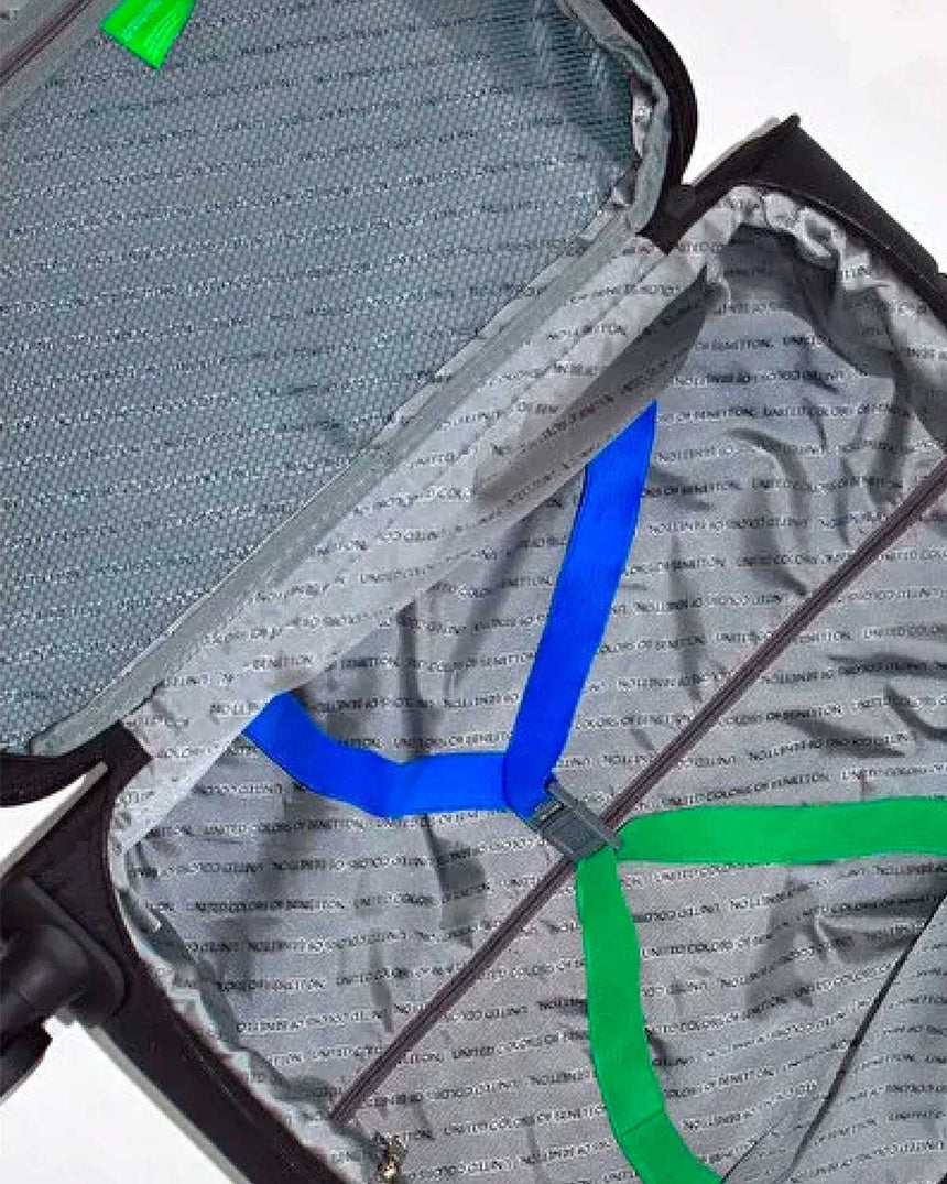 Benetton Logo Detaylı Büyük Boy Kumaş Valiz Siyah