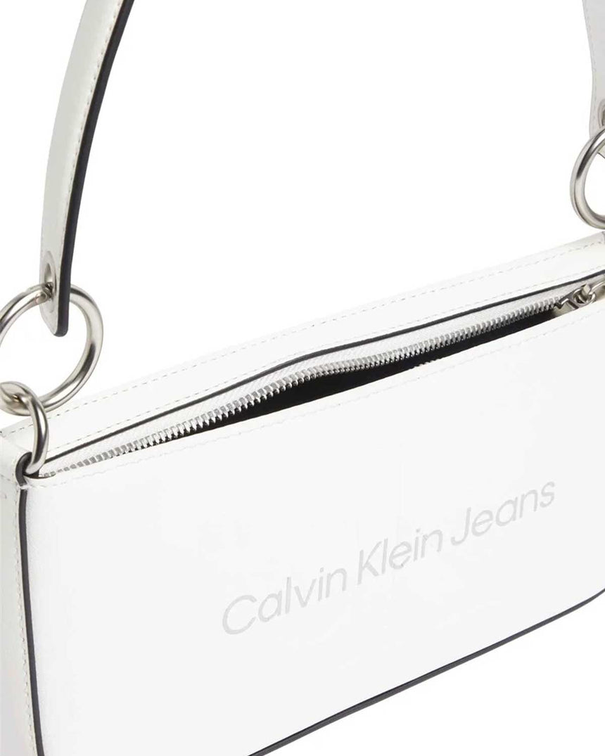 Calvin Klein Sculpted Shoulder Pouch Omuz Çantası White/Silver Logo