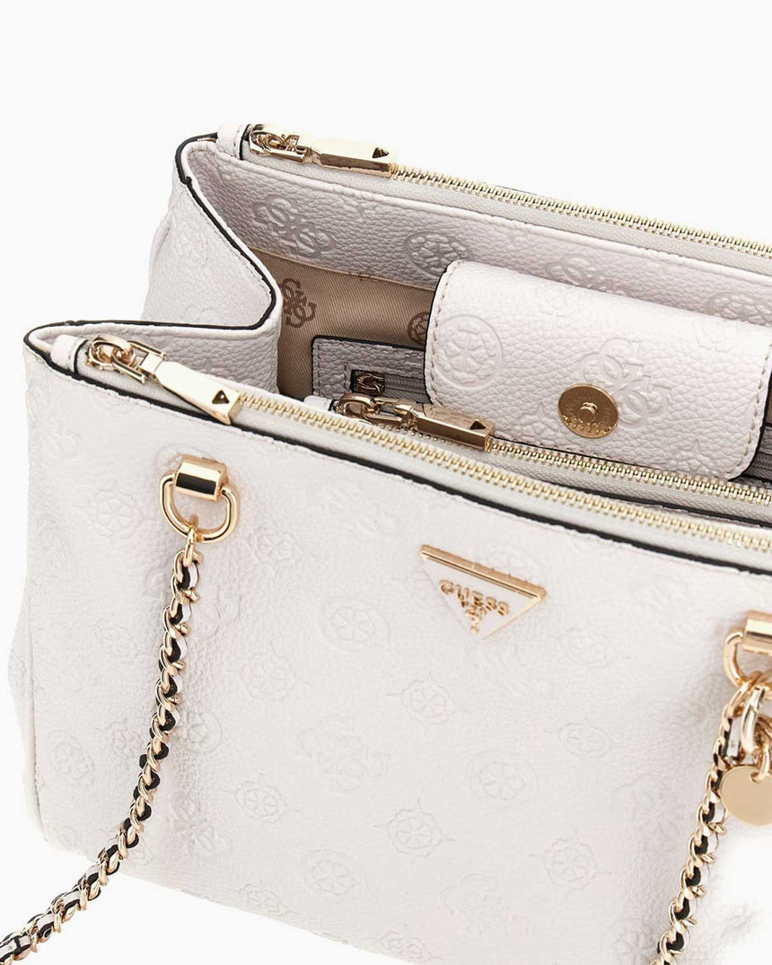 Guess Cresdia Status Satchel Omuz Çantası Off White