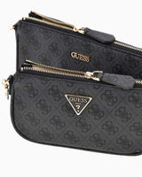 Guess Anadela Noelle II Çift Pouch Kadın Çapraz Askılı Çanta Coal Logo