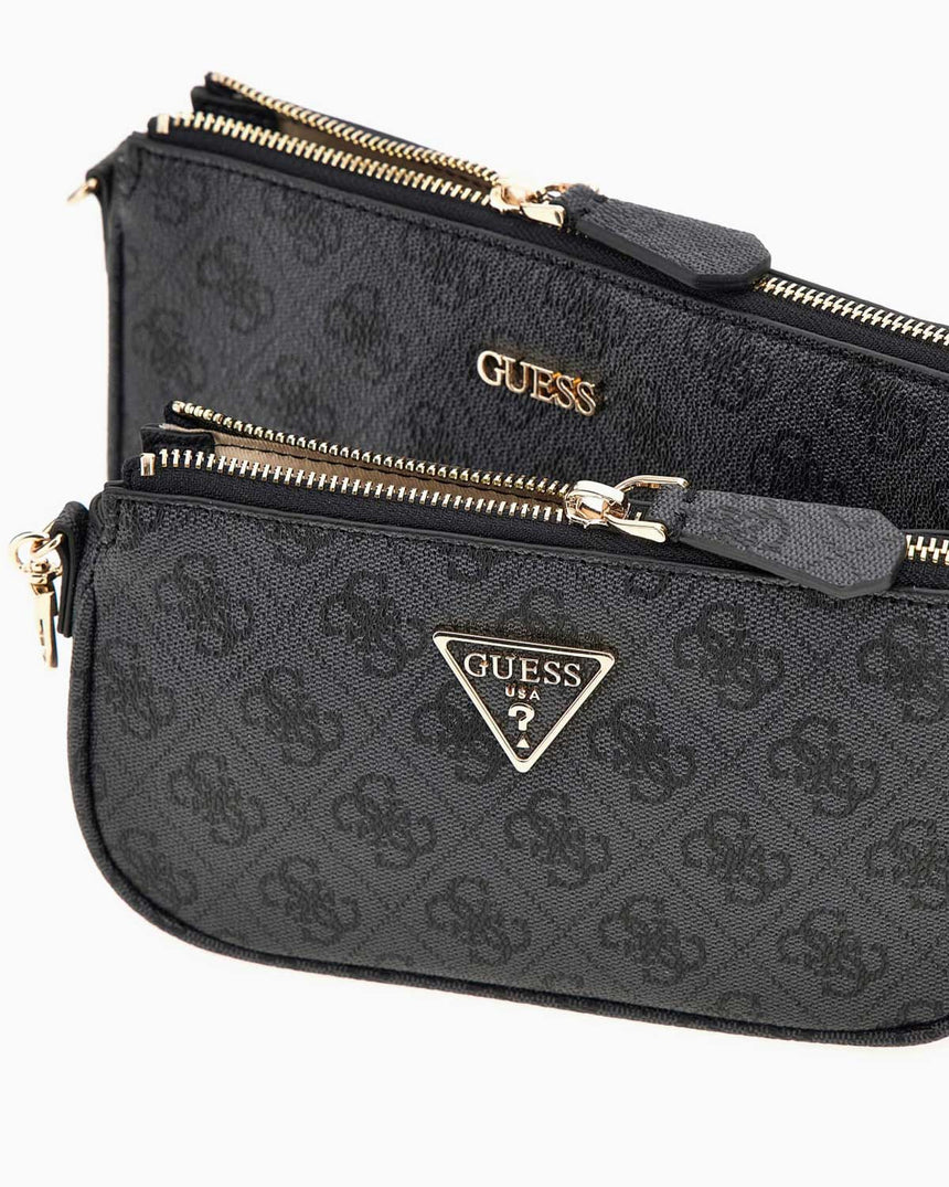 Guess Anadela Noelle II Çift Pouch Kadın Çapraz Askılı Çanta Coal Logo
