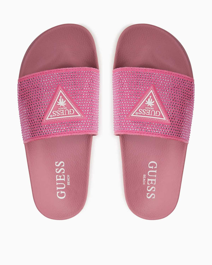 Guess Beach Slippers Stras Logolu Terlik Jelly Pink
