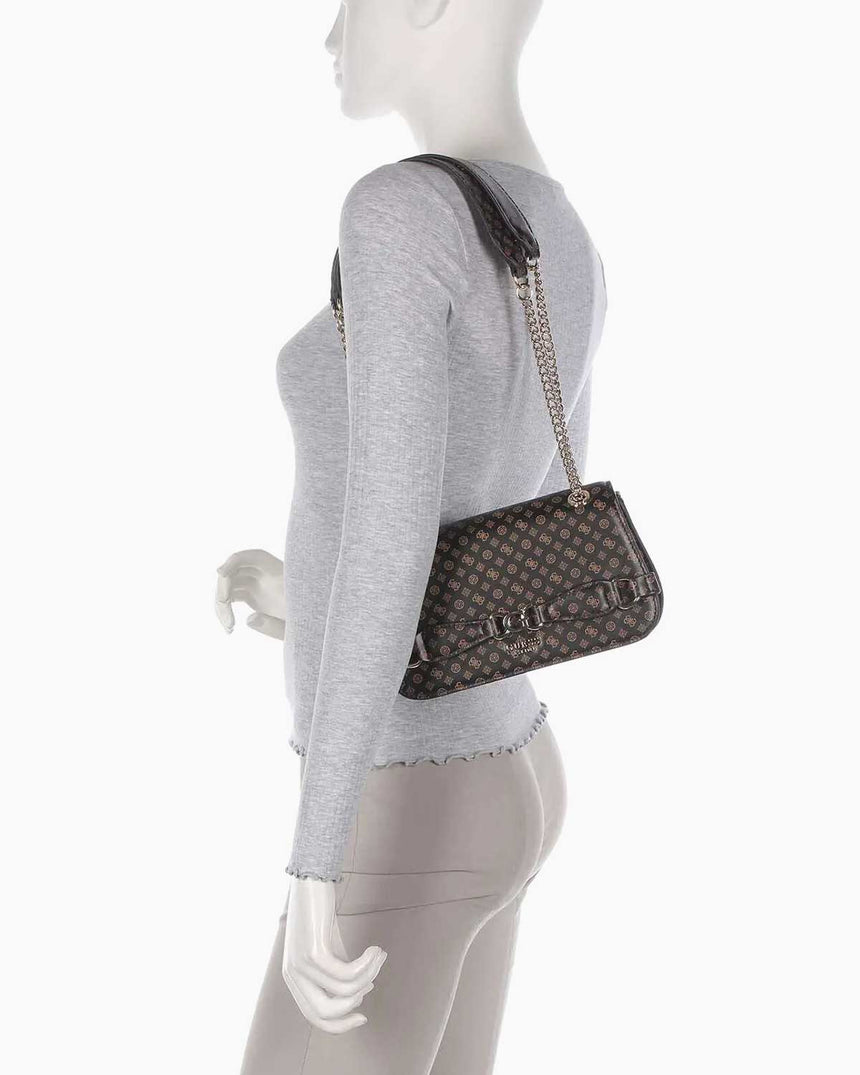 Guess Eliette Flap Logo Omuz Çantası Mocha Logo