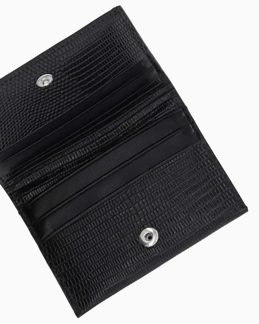 Calvin Klein Kertenkele Desenli Katlamalı Deri Kadın Kartlık Black