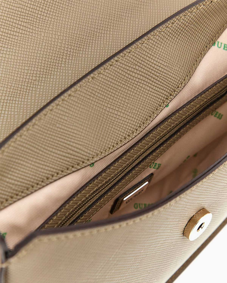 Guess Eco Jazlynn Handle Flap Kapaklı El Çantası Sage