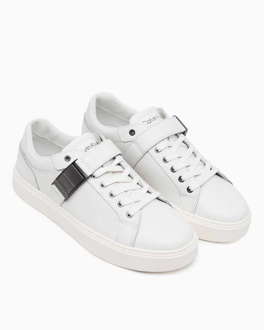 Calvin Klein Low Top Lace Up W/ Iconic Plaque Erkek Sneaker Triple White