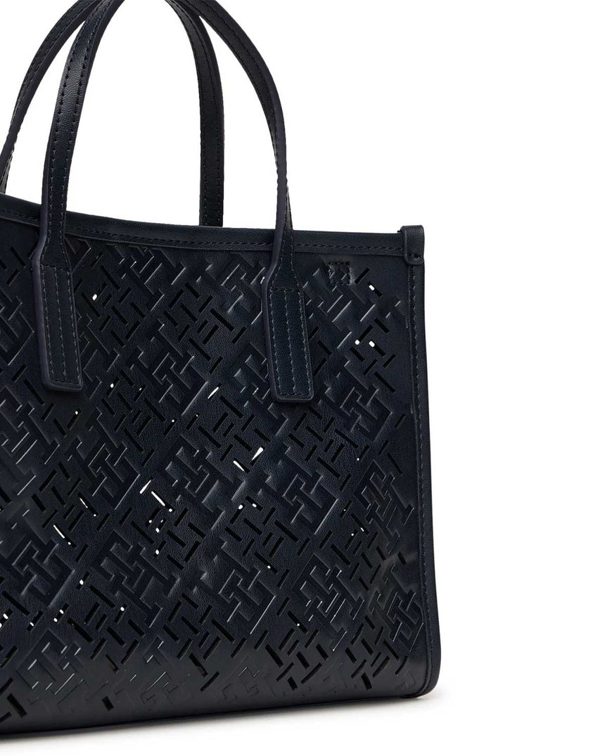 Tommy Hilfiger Monologo Desenli Şehirli Kadın Tote Çanta Space Blue