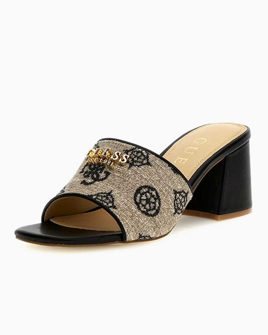 Guess Gaide Monogram Logolu Topuklu Terlik Black