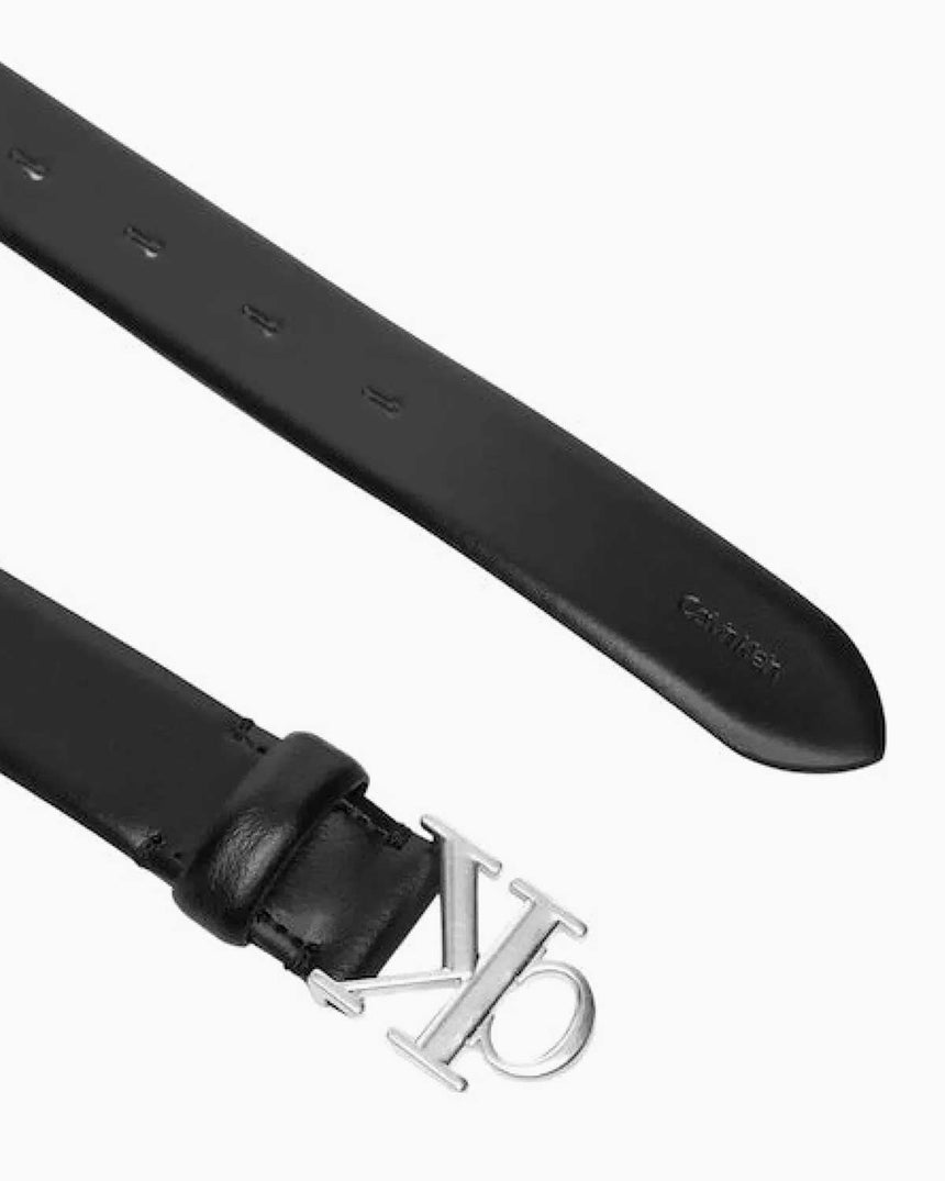 Calvin Klein Hardware Logo Tokalı 30mm Kadın Kemer BLACK / OLD SILVER
