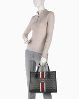 Guess Silvana 2 Compartmen El Çantası Charcoal Logo