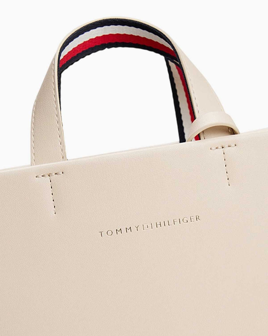 Tommy Hilfiger Resmi Orta Boy Kadın Alışveriş Çantası Classic Beige
