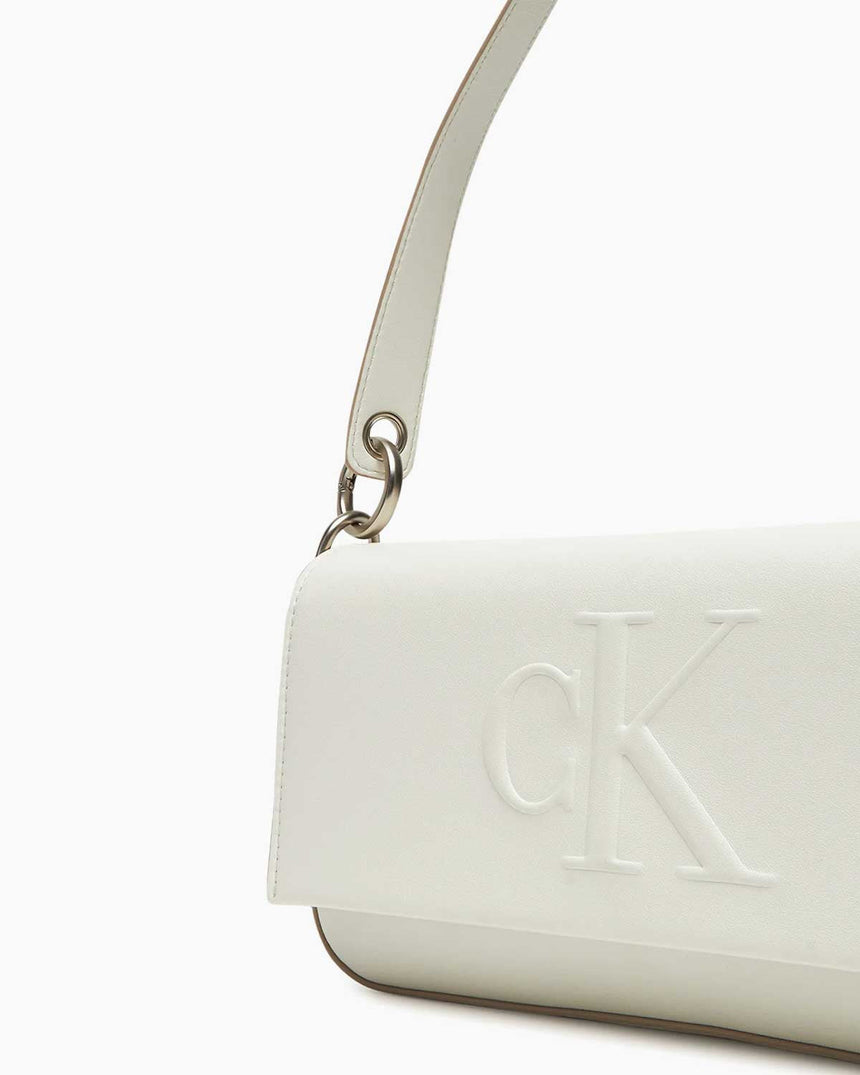 Calvin Klein Sculpted Flap Shoulder Bag Omuz Çantası Lily White