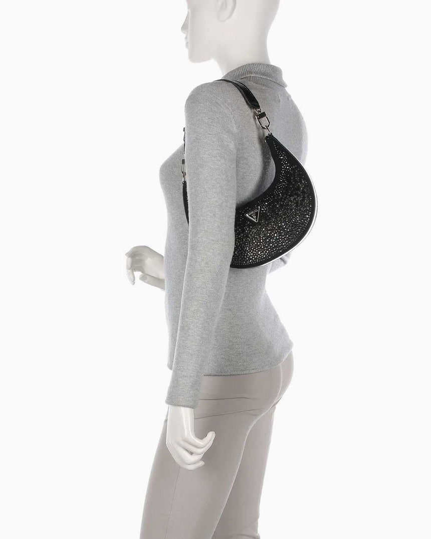 Guess Lua Small Taşlı Omuz Çantası Black