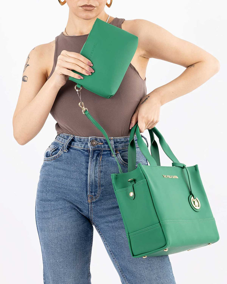 Us Polo Assn Logo Detaylı El Çantası Yeşil