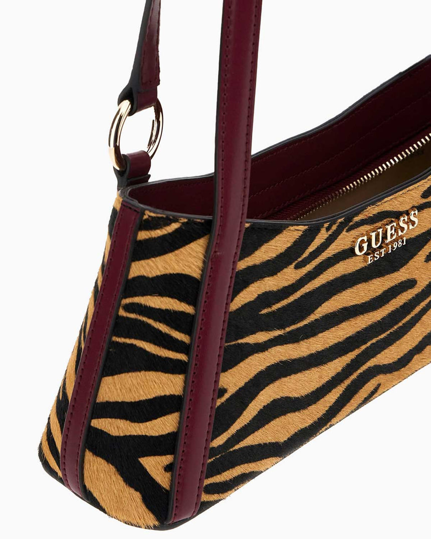 Guess Domitilla Kadın Deri Omuz Çantası Zebra