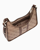 Guess Noreen Top Zip Monogram Omuz Çantası Latte Logo / Brown