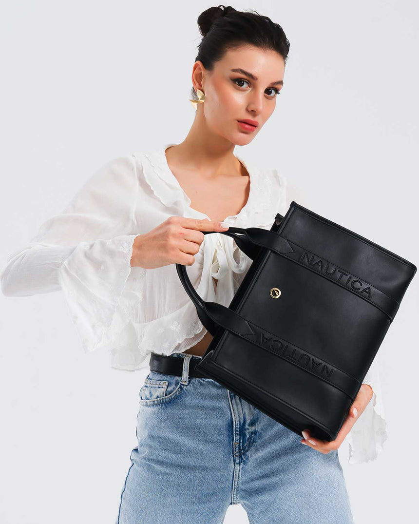 Nautica Ladies Logolu Omuz Çantası Siyah