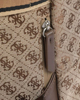 Guess Milano Compact Monogram Logolu Sırt Çantası Beige / Brown