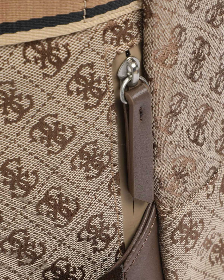 Guess Milano Compact Monogram Logolu Sırt Çantası Beige / Brown