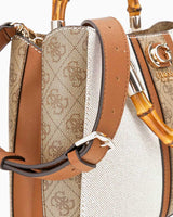 Guess Satchel Monogram Detaylı El Çantası Natural / Latte Logo