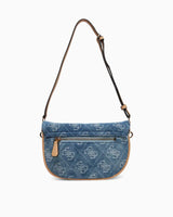 Guess Cerelia Kapaklı Omuz Çantası Denim Logo
