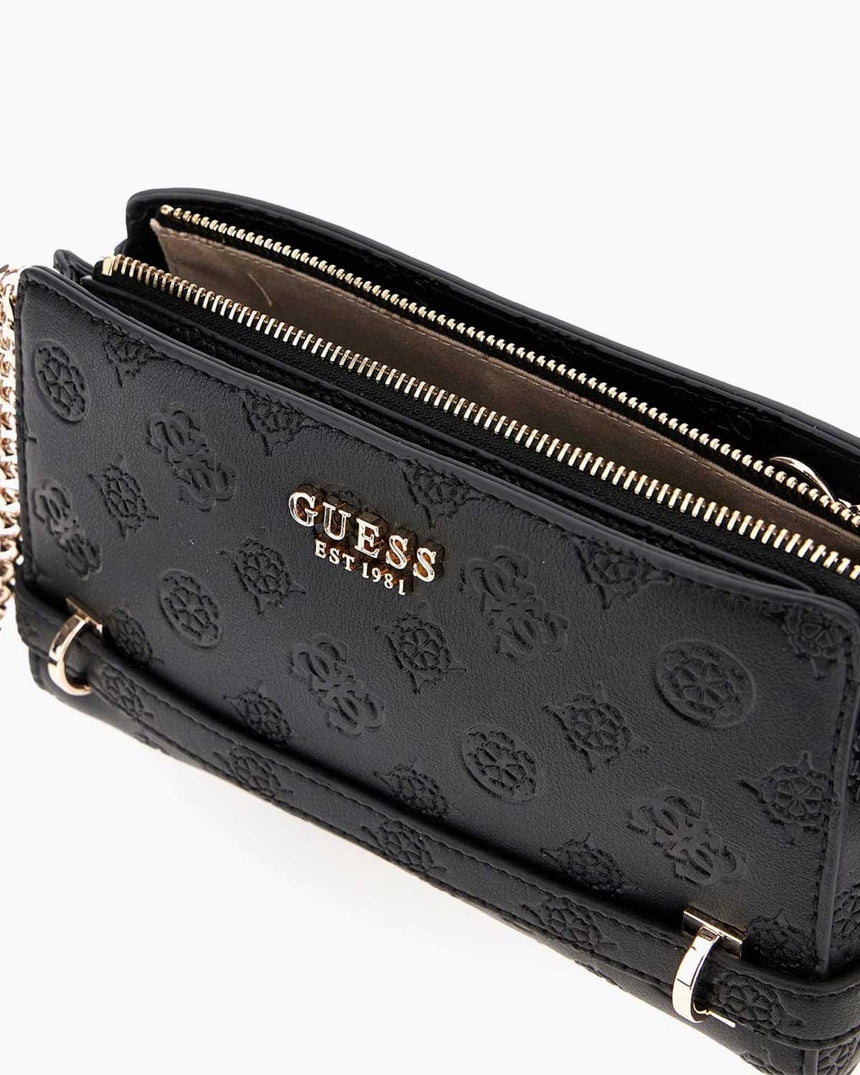 Guess Zarela Zincir Detaylı Çapraz Askılı Çanta Black Logo