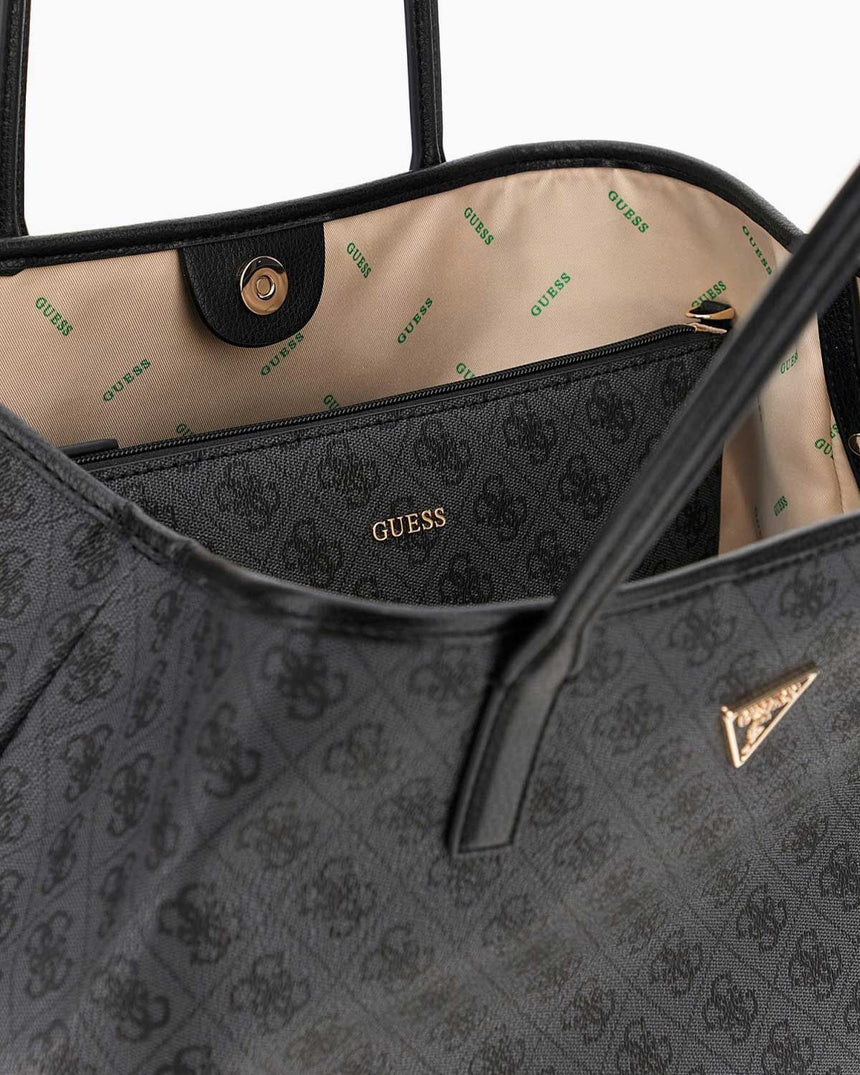 Guess Victtoria Large Monogram Omuz Çantası Coal Logo
