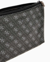 Guess Hull Medium Pouch Monogram Portföy Çanta Dark Black