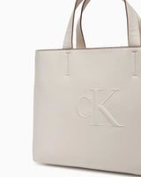 Calvin Klein Kabartmalı Mini Tote Kadın El Çantası Lily White